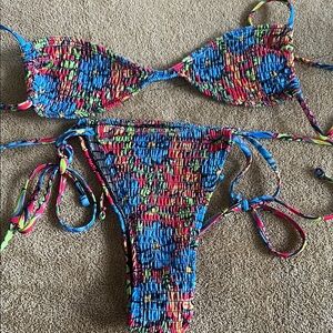 Never worn Colorful Strappy Bikini Set